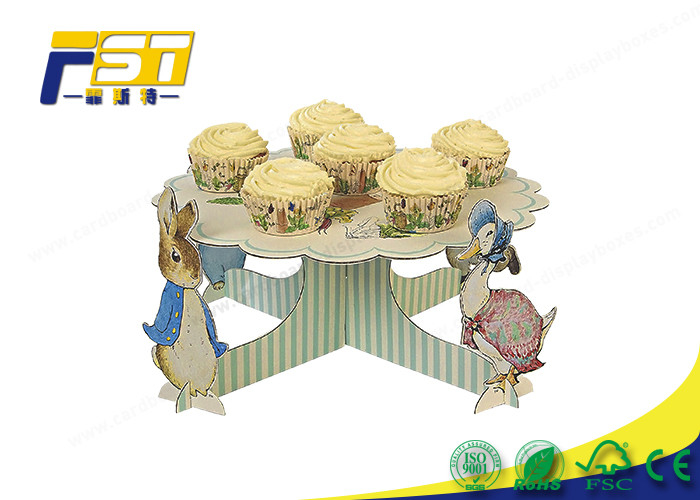 Durable Cardboard Three Tier Cake Stand , Cardboard Cupcake Display Stands