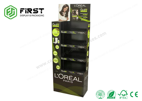 Colorful Printing Recyclable POS Paper Cardboard Floor Display Stand For Cosmetics