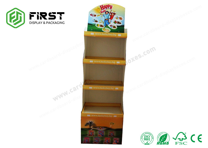 Customized Offest Printing Supermarket Retail Snack Cardboard Paper Floor Display Shelf Rack