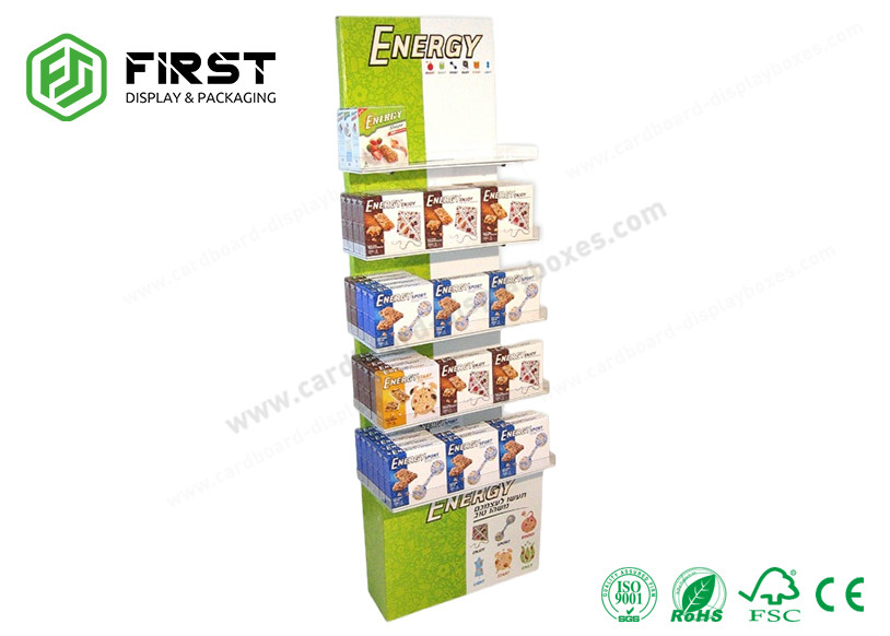 Waterproof Corrugated Floor Display Retail Books Cardboard Display Shelf