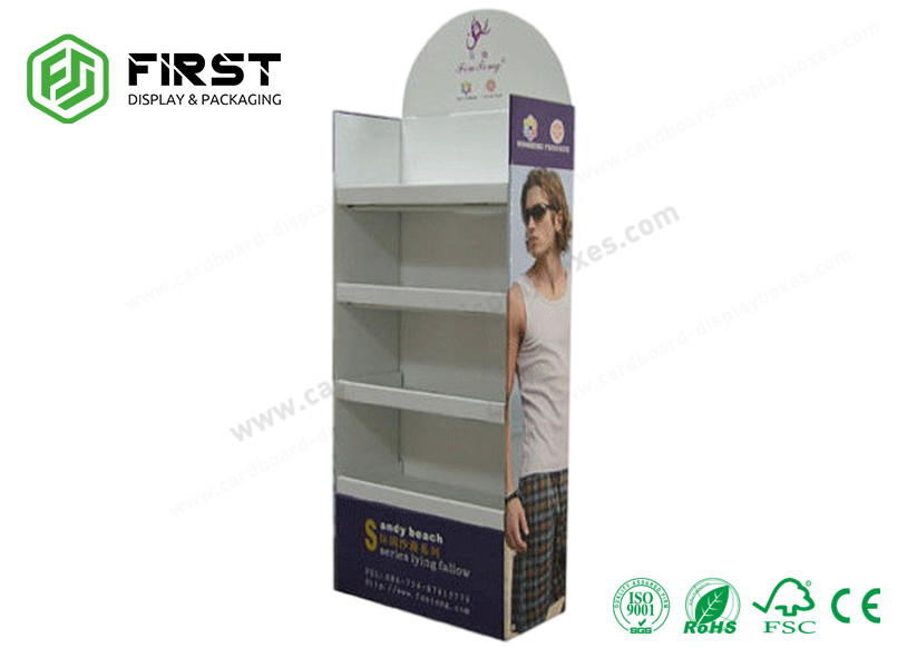 Waterproof Corrugated Display Rack Retail Foldable Cardboard Floor Displays