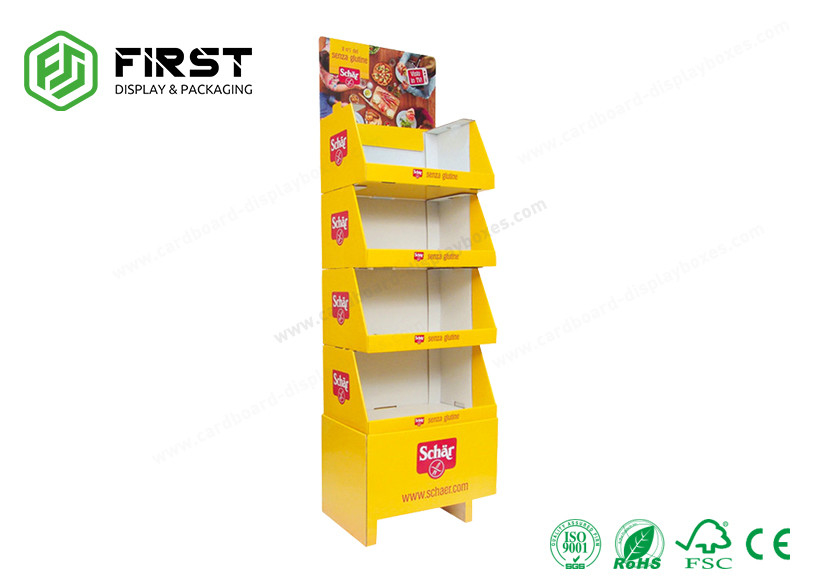 Custom Logo Printing Cardboard POP Display Stand Glossy Corrugated Paper Floor Stand Shelf