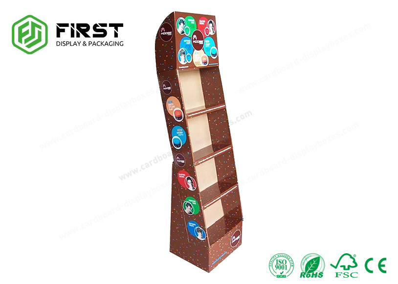 CMYK Printing Cardboard Floor Displays Retail Store POP Corrugated Paper Floor Display Stand