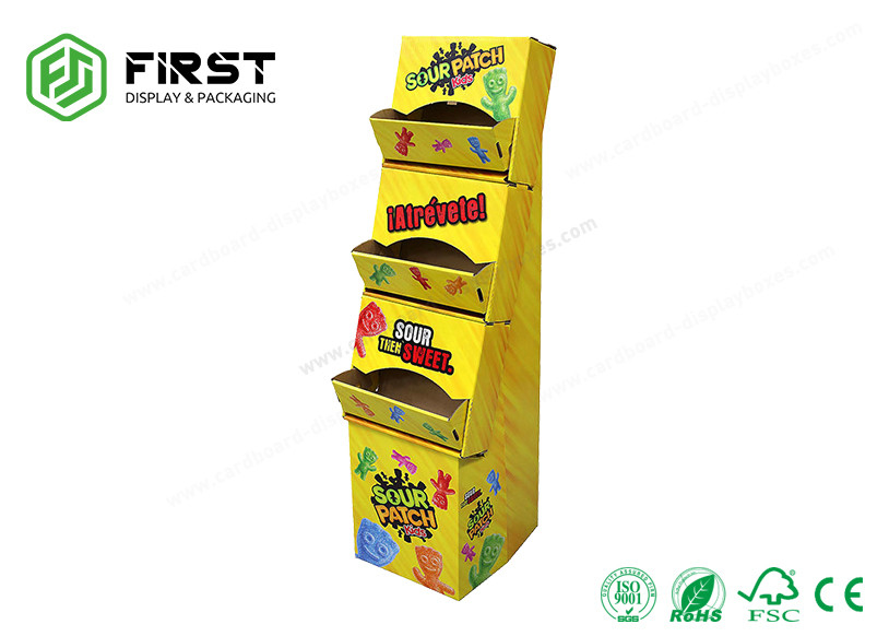 CMYK Free Standing Cardboard Displays Foldable Corrugated Floor Display For Retail Store