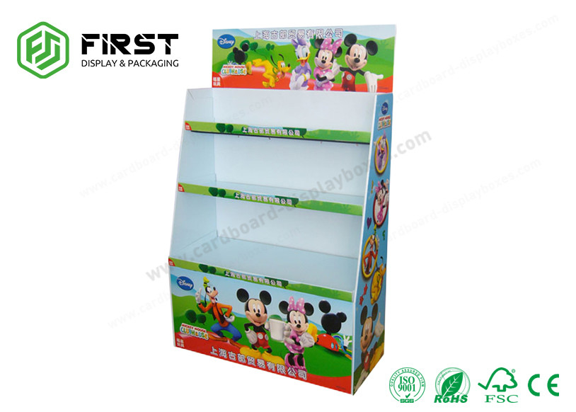 4 Shelves Supermarket Cardboard Floor Display Stand Folding Corrugated Paper Racks