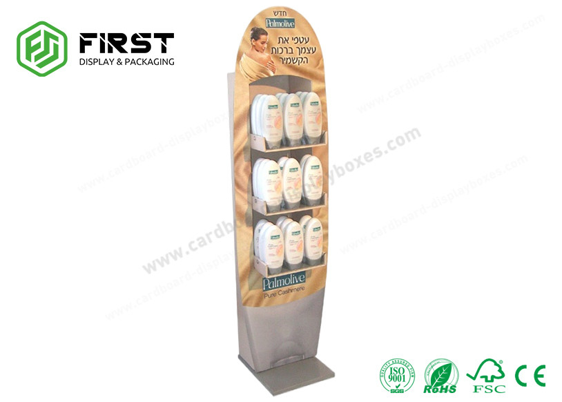 Custom Retail Promotion Paper Display Racks POP Skin Care Products Floor Corrugated Stand