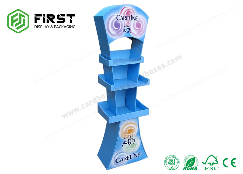 OEM Paper Shelf Stand Recyclable Cardboard Floor Display Shelf Rack Customized Printing