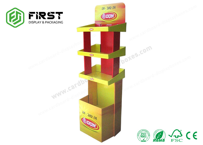 OEM Paper Shelf Stand Recyclable Cardboard Floor Display Shelf Rack Customized Printing