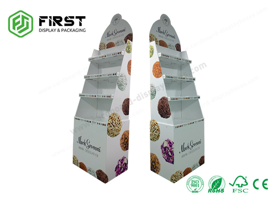 Retail Corrugated Cardboard Floor Display Stands Customized Paper Display Shelf